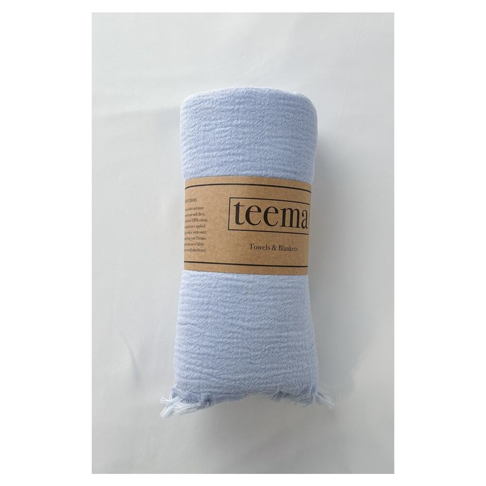 Teema The Sky Dream Organic Cotton Turkish Towel Bath Sheet 68" x 30" Blue New
